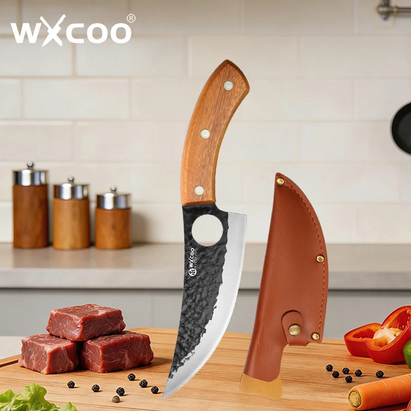 WXCOO Hand Forged Chef Knife Full Tang Butcher Knife Meat Cleaver for Cutting Meat Vegetables Kitchen Cooking Boning Knife