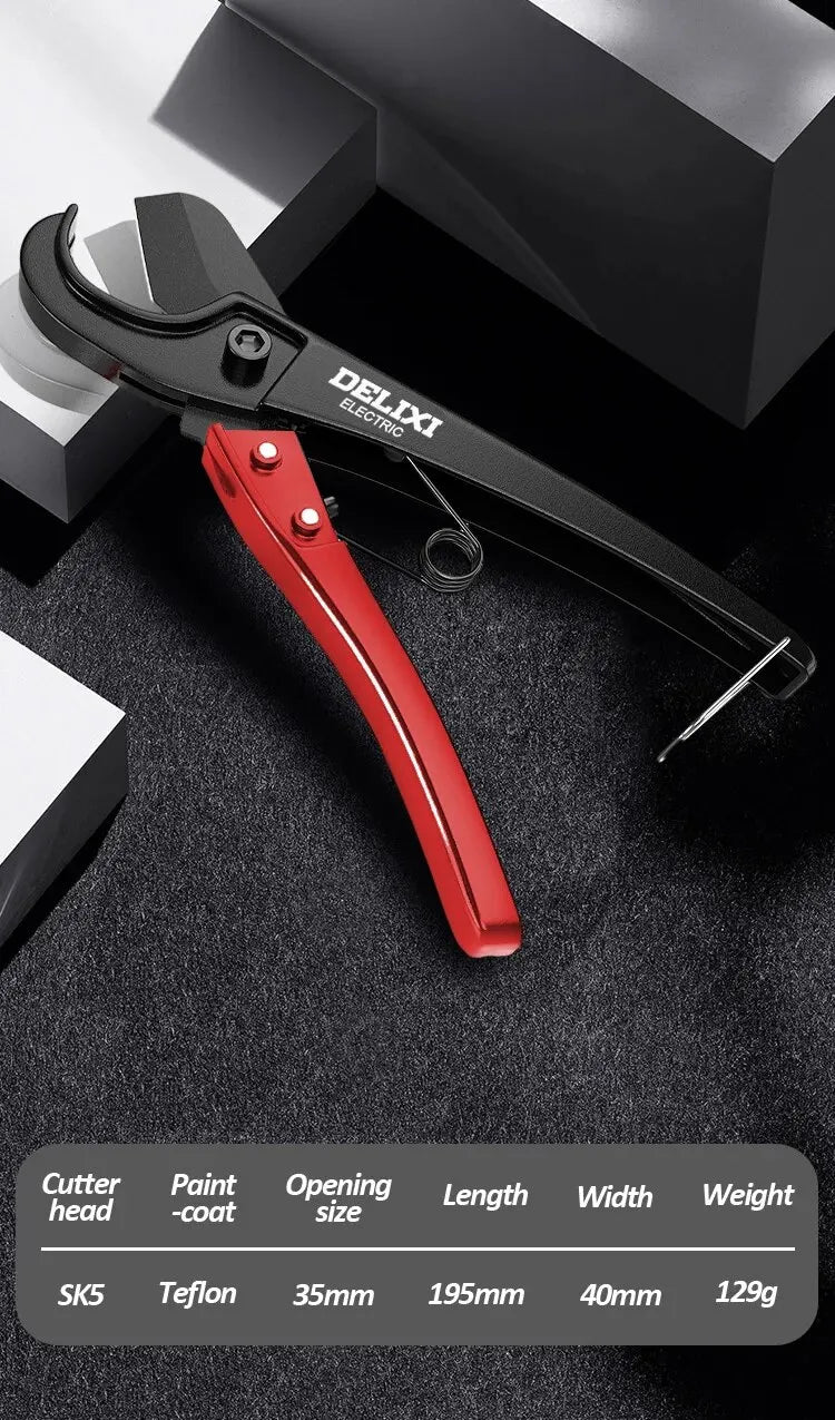 DELIXI ELECTRIC Pipe Cutter,Pipe Scissors SK5 Material Ratchet Cutter PVC/PU/PP/PE Hose Cutting Hand Tool,for Plumber,Homeowners
