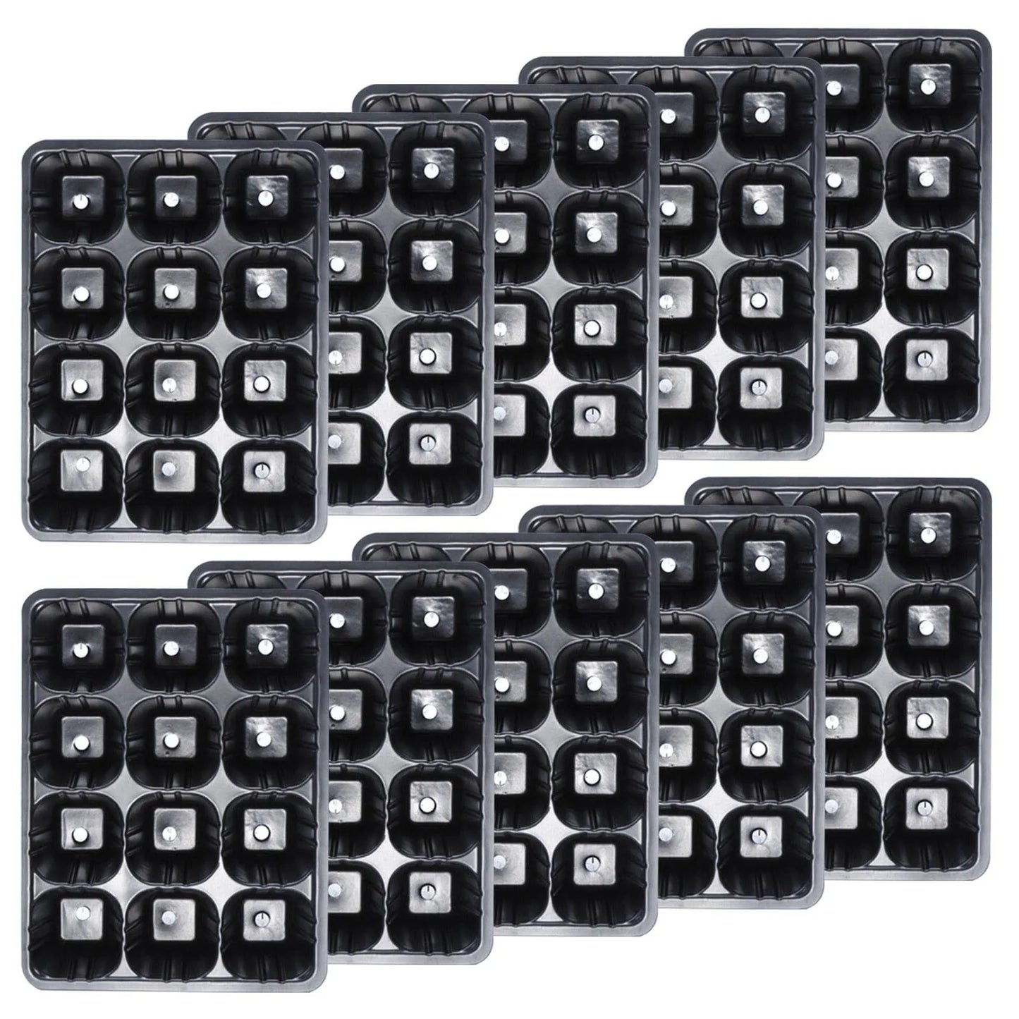 12 Hole Black Plastic Seedling Tray for Plants Nursery Garden Seed Starter Pots Planting Trays for Vegetables Flowers