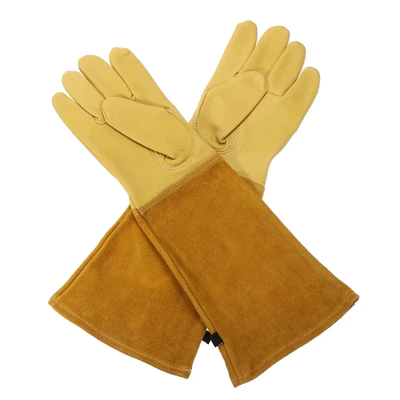 1 Pair Gardening Rose Pruning Gauntlet Heavy Duty Gloves Thorn Proof Long Sleeve Work Welding Garden Gloves