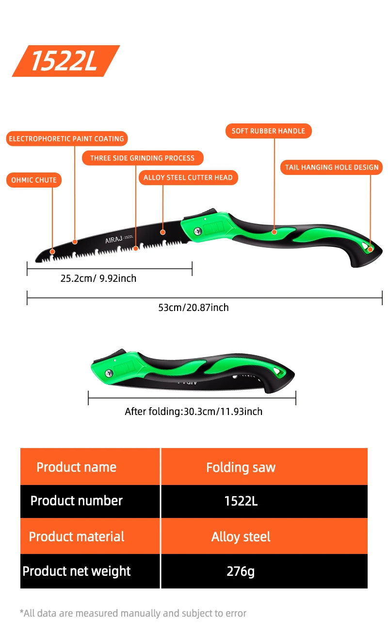AIRAJ Multifunctional Folding Saw Steel Sharp And Wear-Resistant Portable Household Hand Saw Woodworking Saw