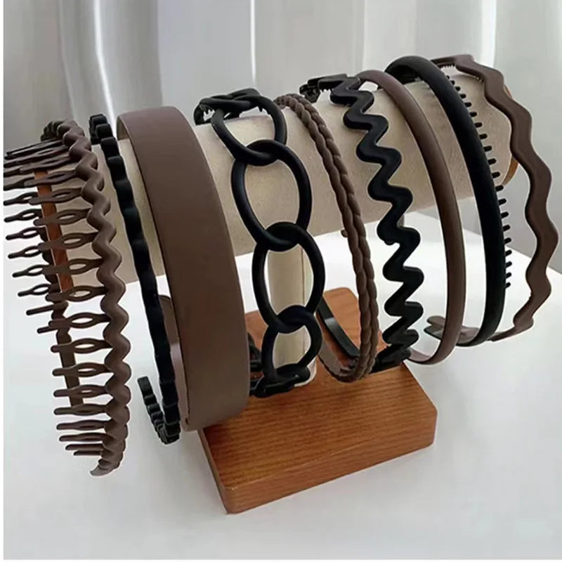 9Pcs/Set Non-slip Hair Band Hoop for Women Men Frosted Face Wash Headband Multi-style Headbands Simple Hairband Hair Accessories