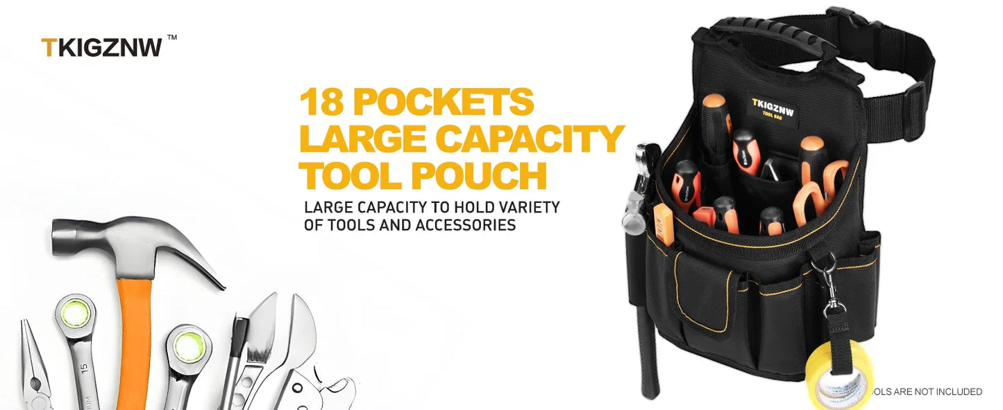 TkigznwTool Belt Bag 18 Pockets Tool Pouch