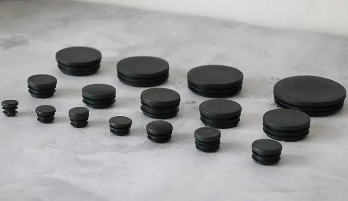 PE Plastic Black Round Pipe Plug 12 14 16 19 20 22 25 28 30~76mm Chair Non-Slip Foot Pads Sealing Cover 2-20pcs