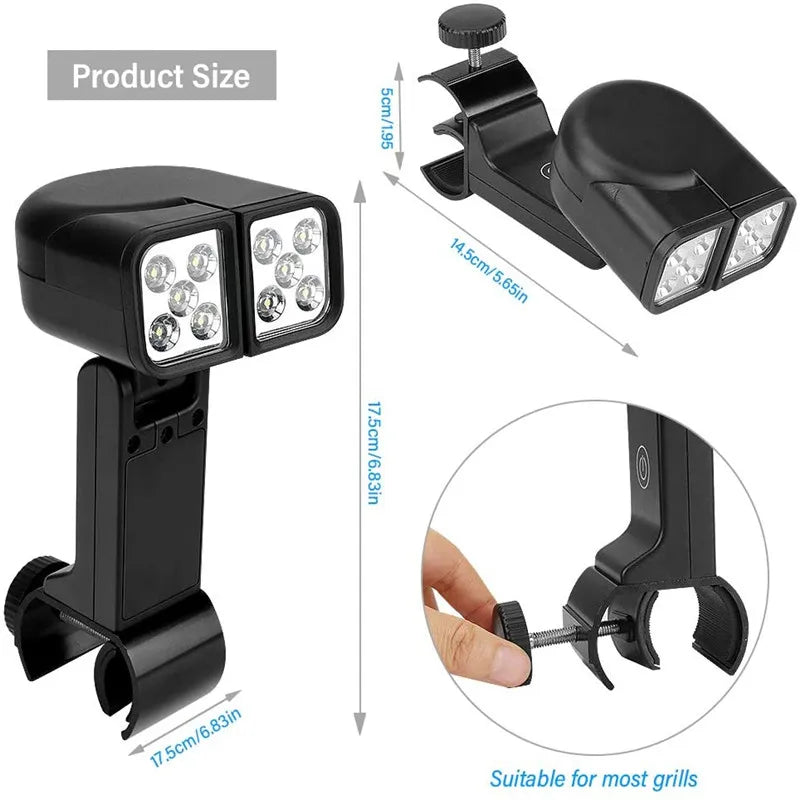 Double Head Grill Lights Heat Resistant Multifunctional Night Fishing LED Lamp For BBQ Super-Bright Flexible Portable Rotatable