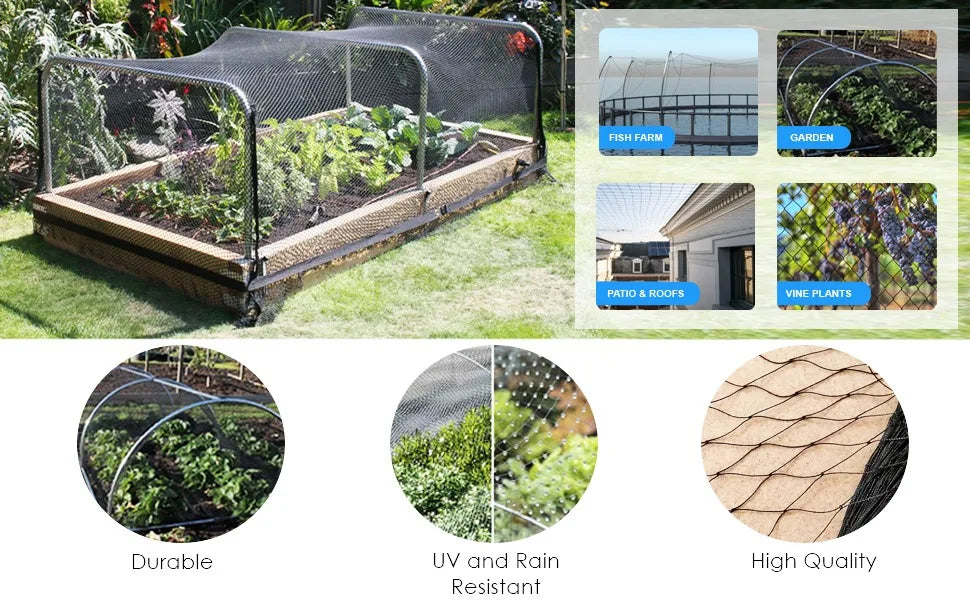 Bird Netting Heavy Duty Anti Bird Deer Protective Net Garden Netting for Crops Protecion Against Birds, Cat ,Deer and Animals