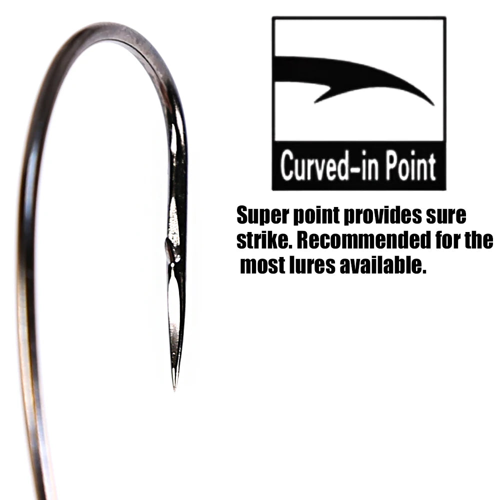 B&U Thin Wire Offset EWG Worm Hook with big rings Carbon Steel Crank Hooks Fishing Accessories For Soft lure tackle 12pcs