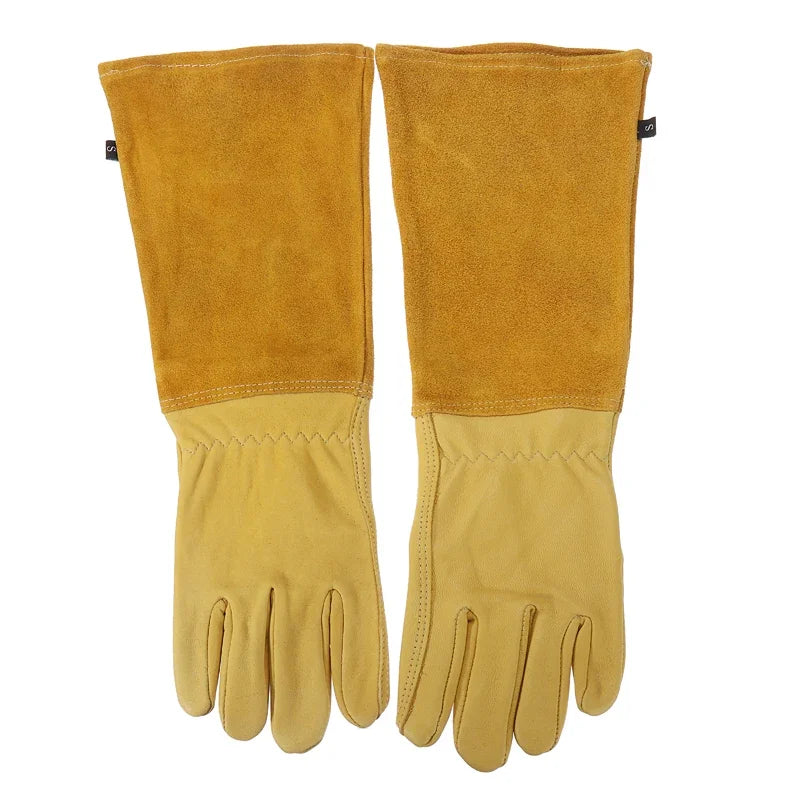 1 Pair Gardening Rose Pruning Gauntlet Heavy Duty Gloves Thorn Proof Long Sleeve Work Welding Garden Gloves