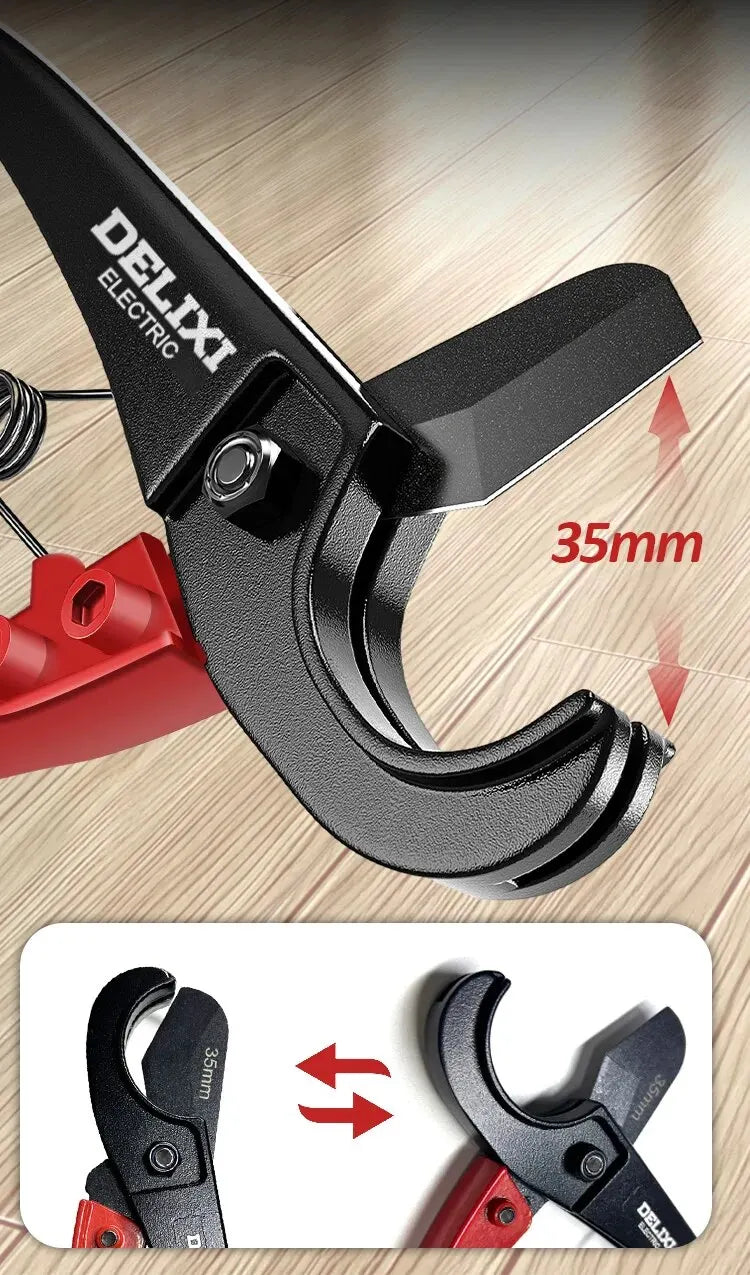 DELIXI ELECTRIC Pipe Cutter，Pipe Scissors SK5 Material Ratchet Cutter PVC/PU/PP/PE Hose Cutting Hand Tool，for Plumber，Homeowners