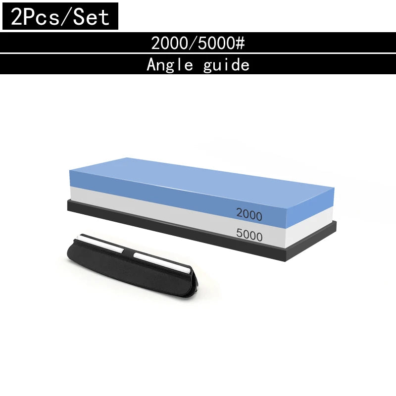 2in1 Professional Sharpening stones Knife sharpener Double-side Whetstone Grinder stone Watster stone Bamboo base Angle guide