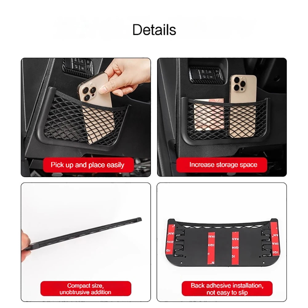 Car Organizer Mesh Storage Bag Net Pocket Mobile Phone Holder Multi Function Car Storage Net for RV Truck SUV Car Accessories