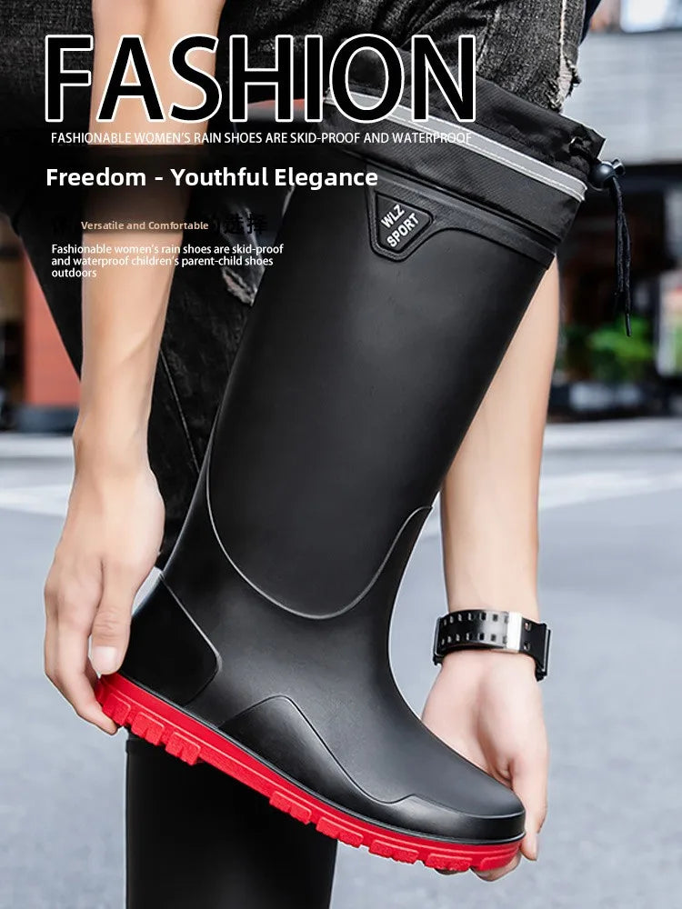 German Style Thickened Long High-Tube Rain Boots Men's Anti-Slip Outdoor Camping Fishing Snake Bite Proof Water Shoes