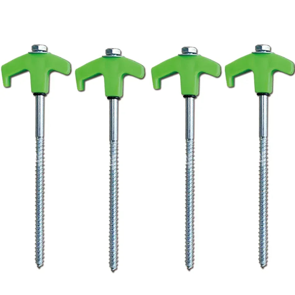 CZHIYAO 4pcs Outdoor Tent Nail 20/25/30cm Screw Anchor Stakes Pegs Screws Peg Ground Nails Carbon Steel Hexagonal Plastic Head