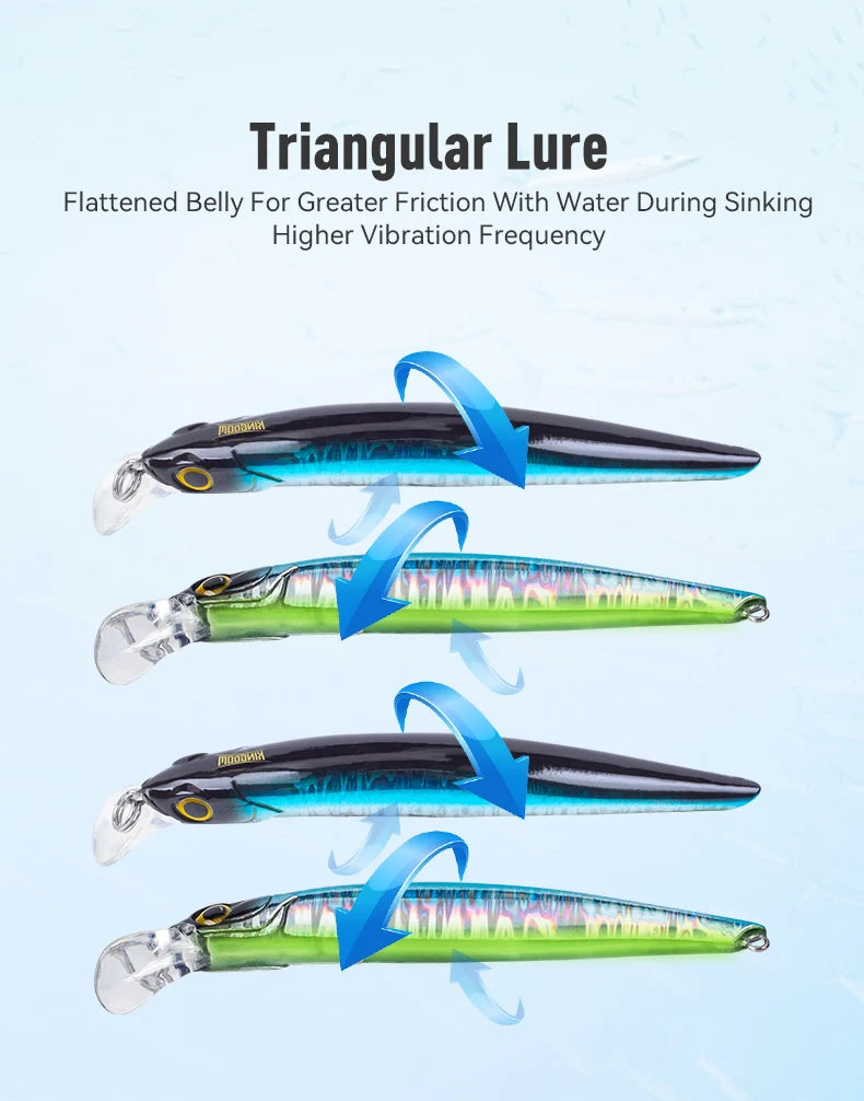Kingdom Sinking Minnow Saltwater Fishing Lures  Crankbait  Hard Baits Good Action Wobblers Artificial Trout Lure For Sea Bass