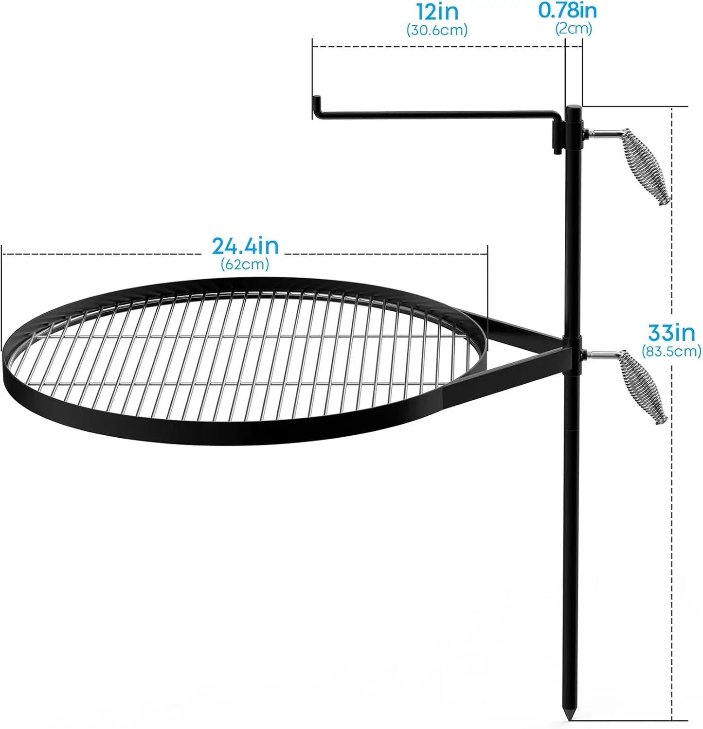 Campfire Grill Grate - Stainless Steel Swing Cooking Stand BBQ Grill, Portable Barbecue Rack for Outdoor Open Fire Cooking