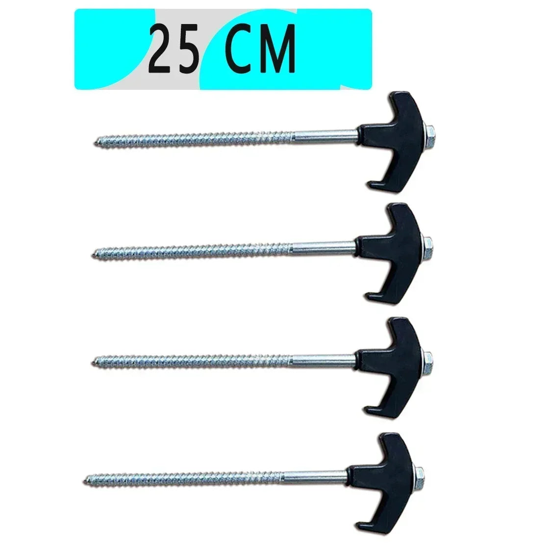 CZHIYAO 4pcs Outdoor Tent Nail 20/25/30cm Screw Anchor Stakes Pegs Screws Peg Ground Nails Carbon Steel Hexagonal Plastic Head