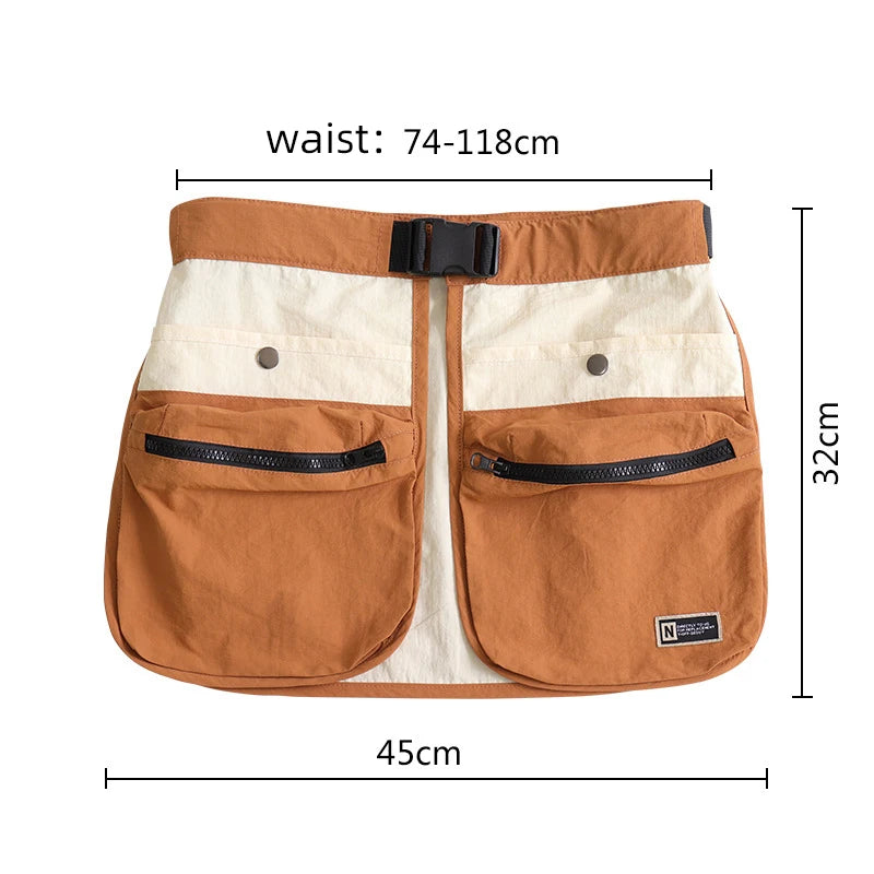 Waterproof Multi-pocket Half Apron Makeup Artist Hairdresser Outdoor Running Waist Apron