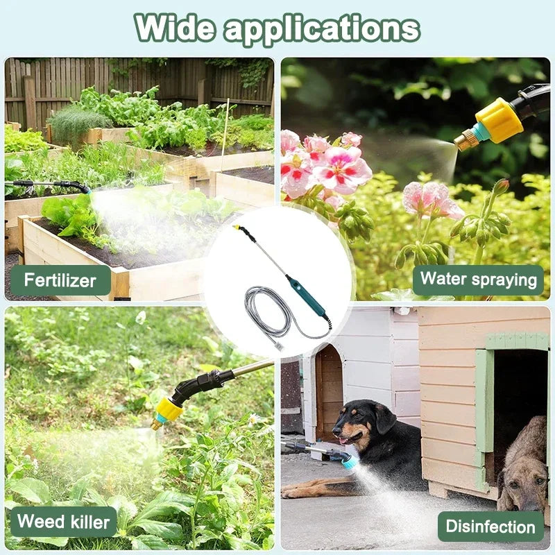 2400mAh High Pressure Electric Garden Sprayer Portable Plant Watering Tool With 3 Mist Nozzles For Lawn Crop Irrigation