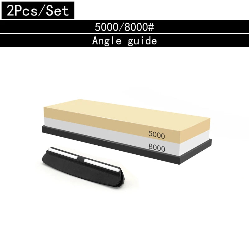 2in1 Professional Sharpening stones Knife sharpener Double-side Whetstone Grinder stone Watster stone Bamboo base Angle guide