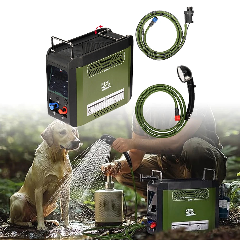 UTV Portable Shower Botane Outdoor Water Heater with Pump Max 100 Mins 3s Instant Hot 20,000 BTU 4000mAh Rechargeable Battery
