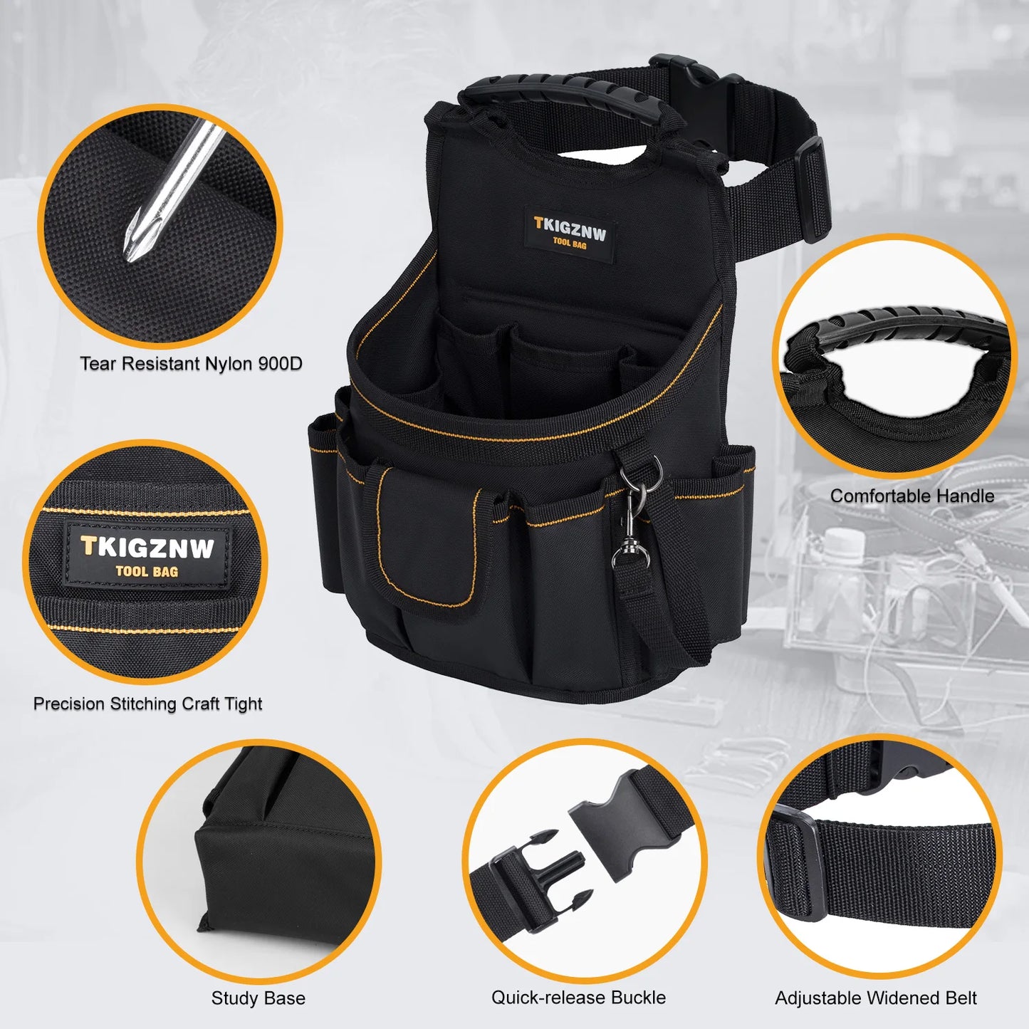 TkigznwTool Belt Bag 18 Pockets Tool Pouch