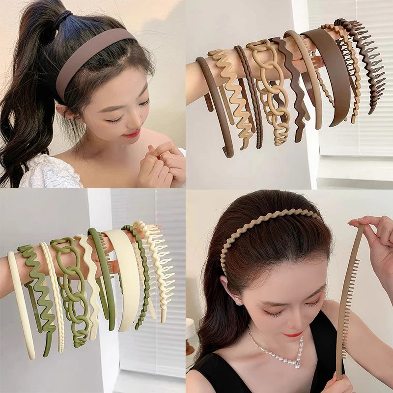 9Pcs/Set Non-slip Hair Band Hoop for Women Men Frosted Face Wash Headband Multi-style Headbands Simple Hairband Hair Accessories