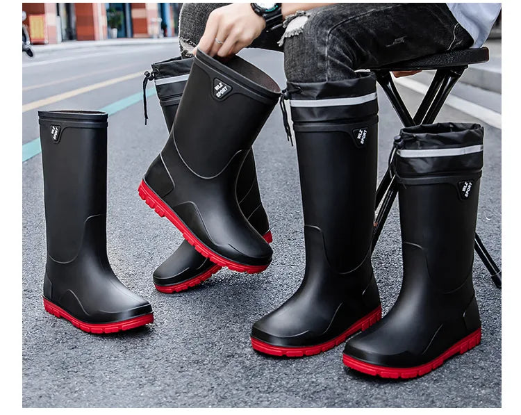 German Style Thickened Long High-Tube Rain Boots Men's Anti-Slip Outdoor Camping Fishing Snake Bite Proof Water Shoes