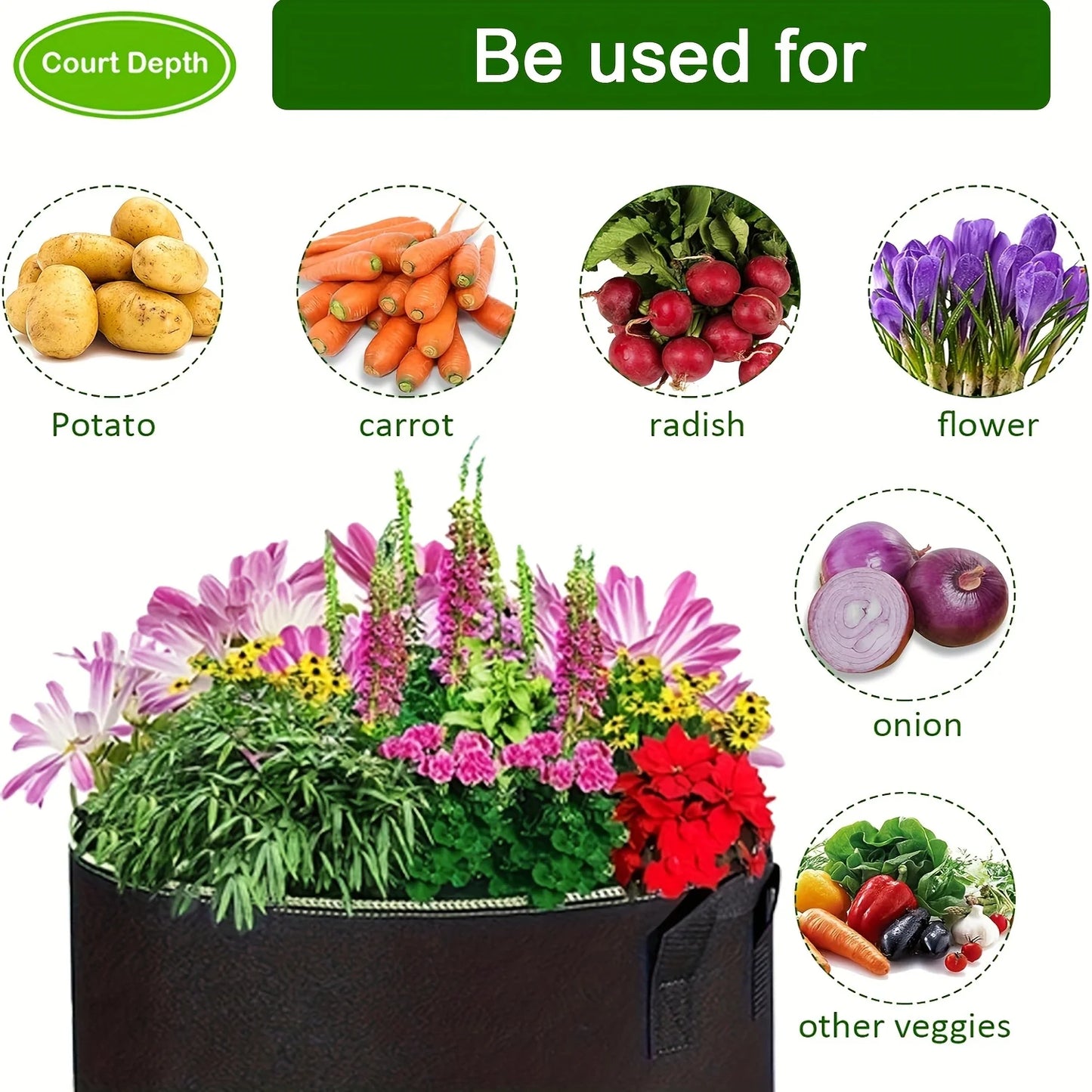 10 Gallon Grow Bags for Vegetable/Flower/Plant, 5 Gallon Aeration Fabric Pots with Handles Cloth Pots for Plants Garden Gift