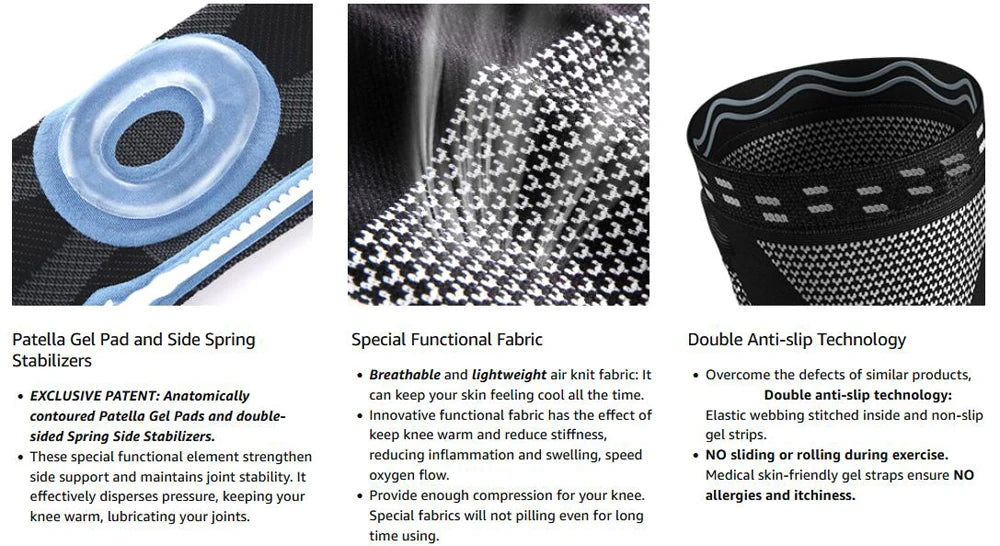 1/2Pcs Sport Compression Knee Support Brace Patella Protector Knitted Silicone Spring LegPad Cycling Running Basketball Football