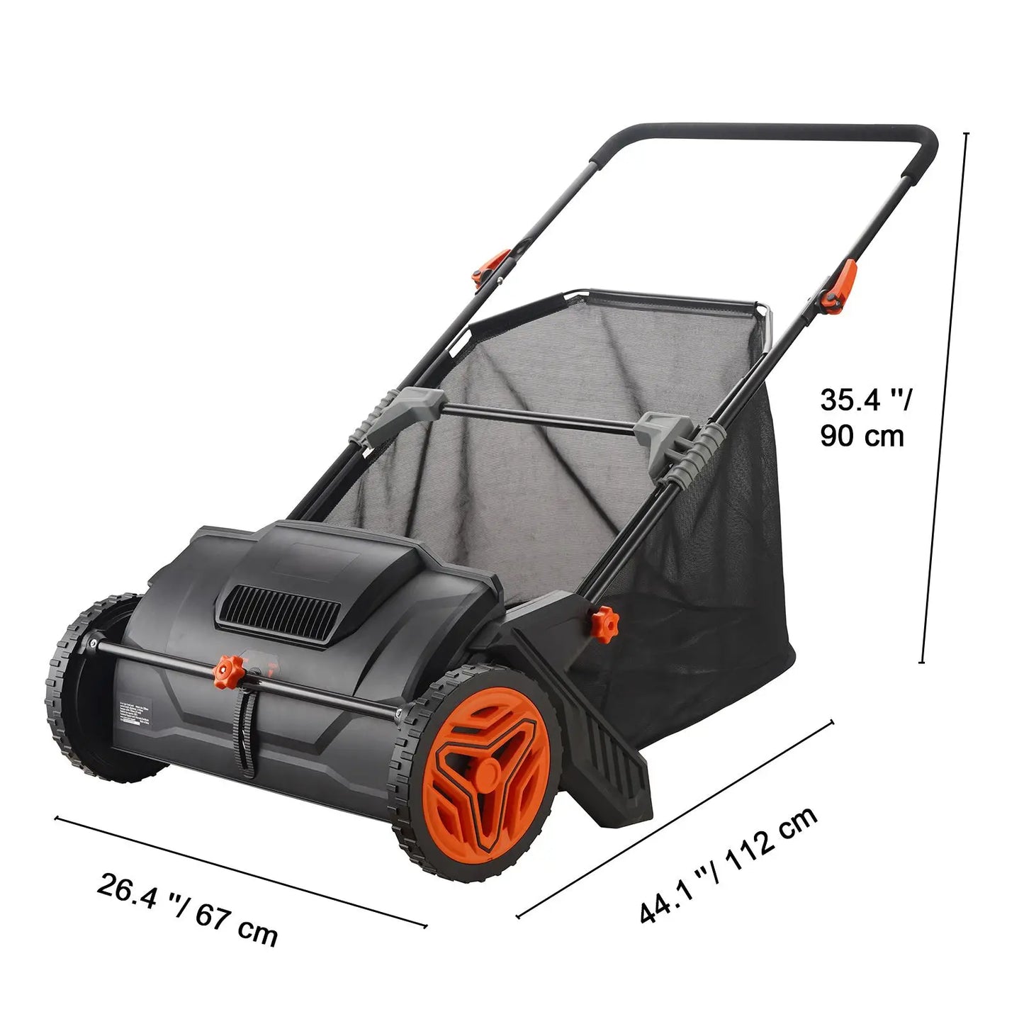 Push Lawn Sweeper 21 inch Heavy-Duty Thickened Steel Leaf And Grass Collector with Large 3.5 Cu Large Capacity for Easy Cleaning