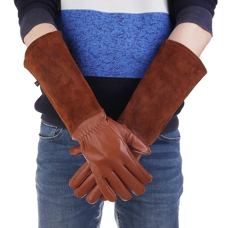 1 Pair Gardening Rose Pruning Gauntlet Heavy Duty Gloves Thorn Proof Long Sleeve Work Welding Garden Gloves