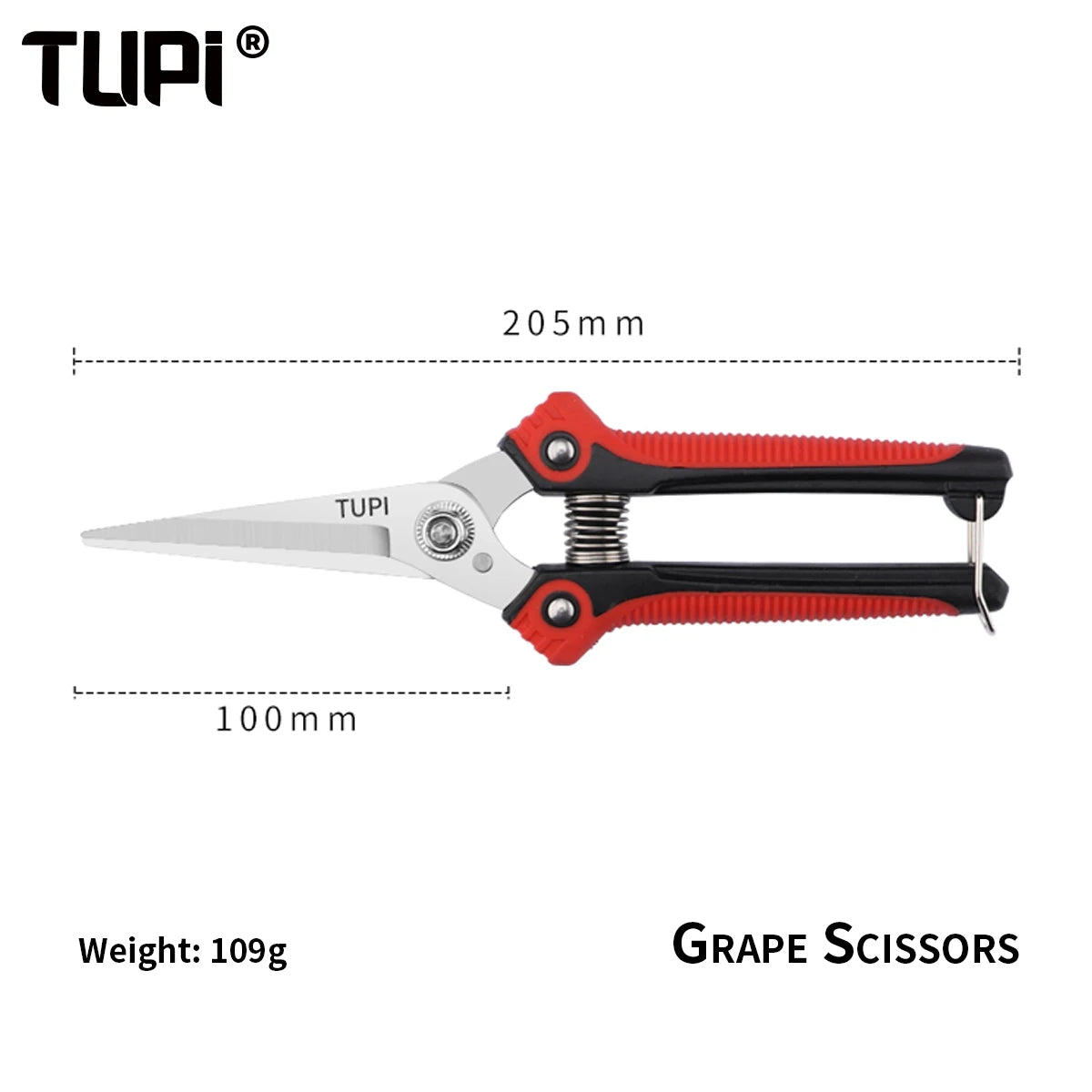 TUPI Stainless Steel Pruning Shears Sharp Branch Scissors with Non Slip Handle for Garden Fruit Tree Trimming Tools