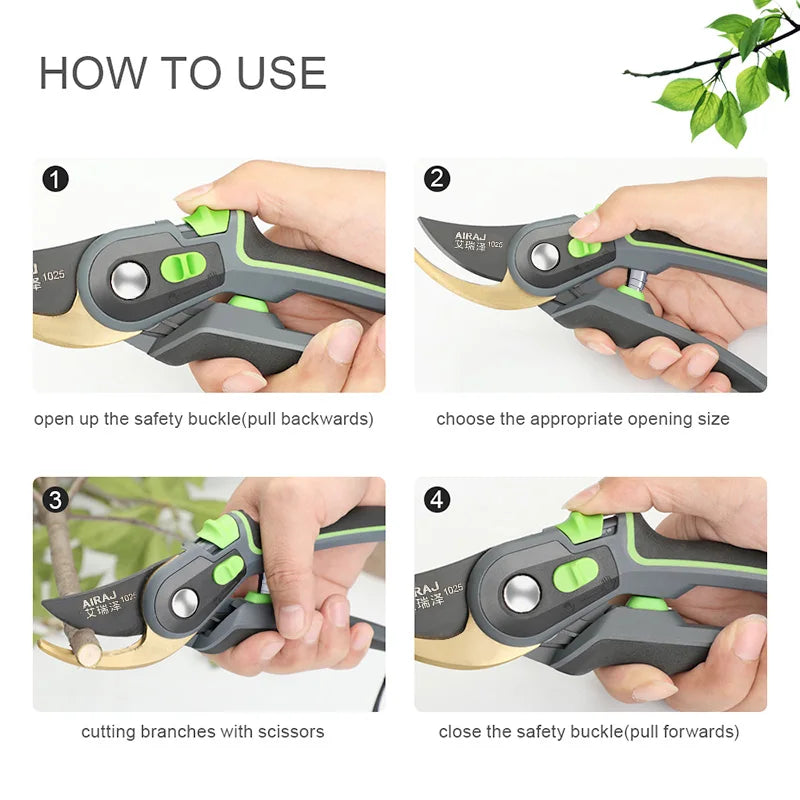 AIRAJ Industrial Grade Pruning Shears Are Labor-Saving Gardening Tools With Sharp, Durable, And Non Slip Scissors