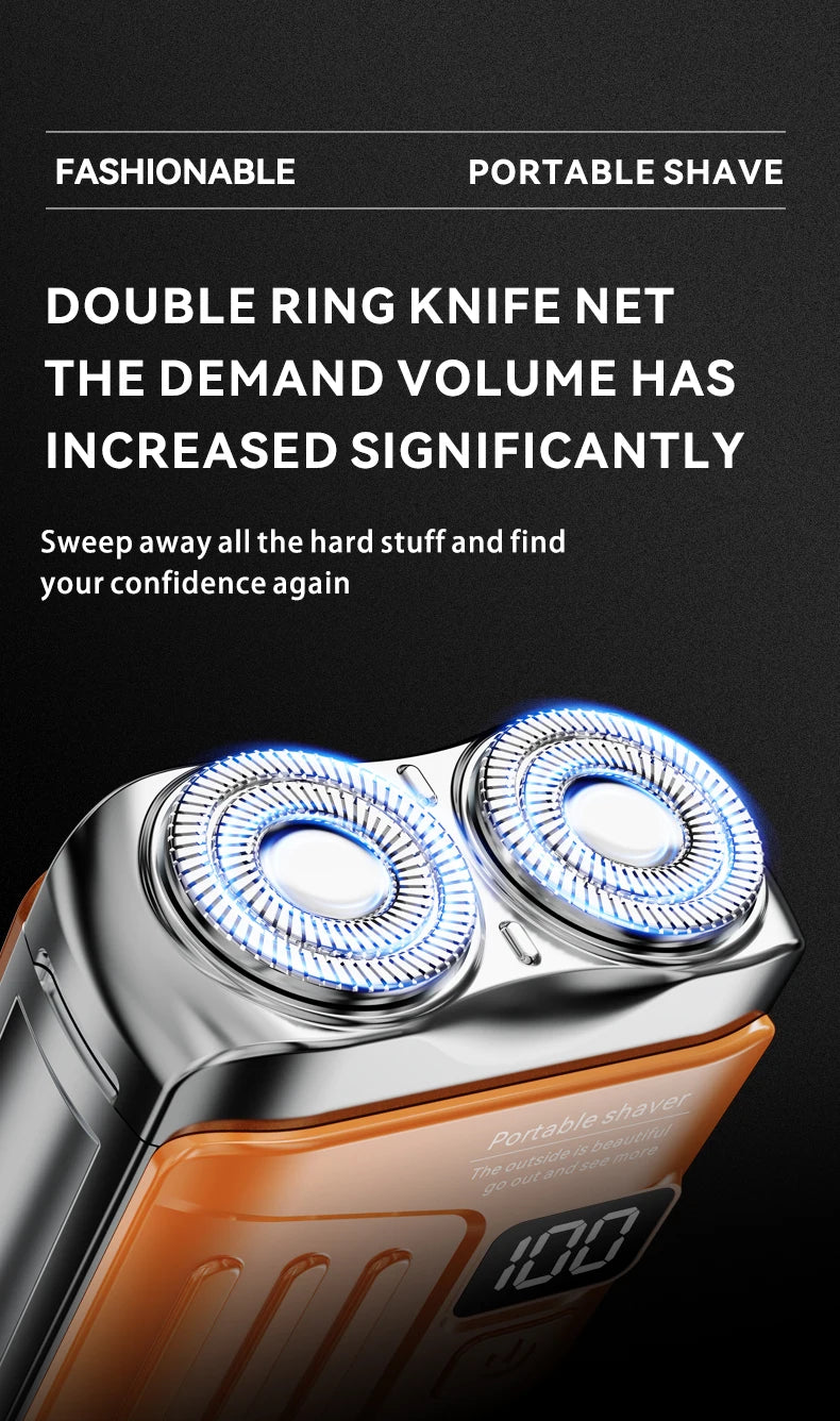 Mini Portable Electric Shaver for Men, USB Rechargeable Dual Blades Beard Trimmer, Wet & Dry Use Face Razor for Home Travel