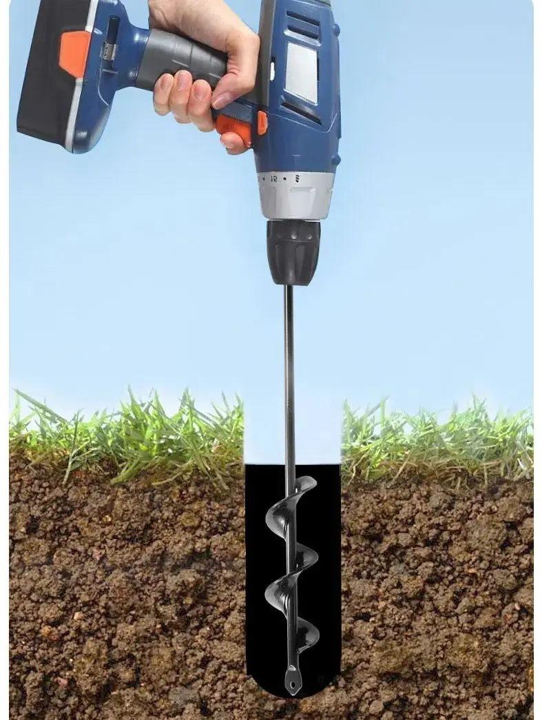 Garden Earth Auger Spiral Drill Bit for Planting Flowers & Vegetables – Manual or Electric Drill Hole Digger for Soil Loosening