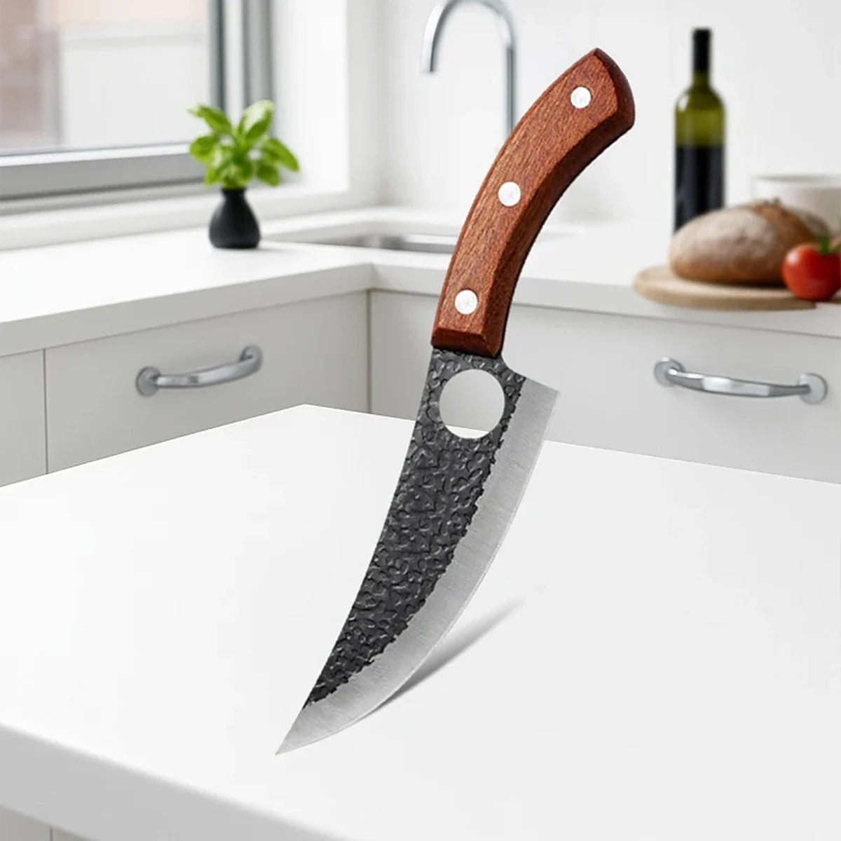 Professional Hand Forged Butcher Knife with Wooden Handle Stainless Steel Boning Knife Cutter Full Tang Kitchen Knife