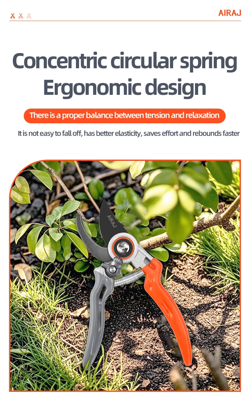 AIRAJ Pruning Shears Full Category, Multi-gear Adjustment Large Opening Super Sharp Manual Trimmer Professional Garden Shears