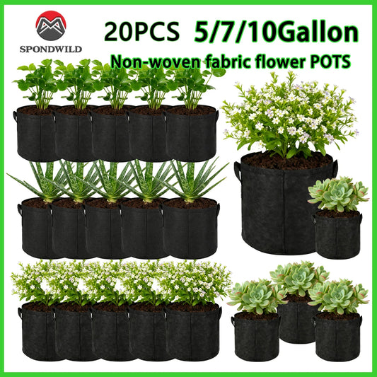 10 Gallon Grow Bags for Vegetable/Flower/Plant, 5 Gallon Aeration Fabric Pots with Handles Cloth Pots for Plants Garden Gift