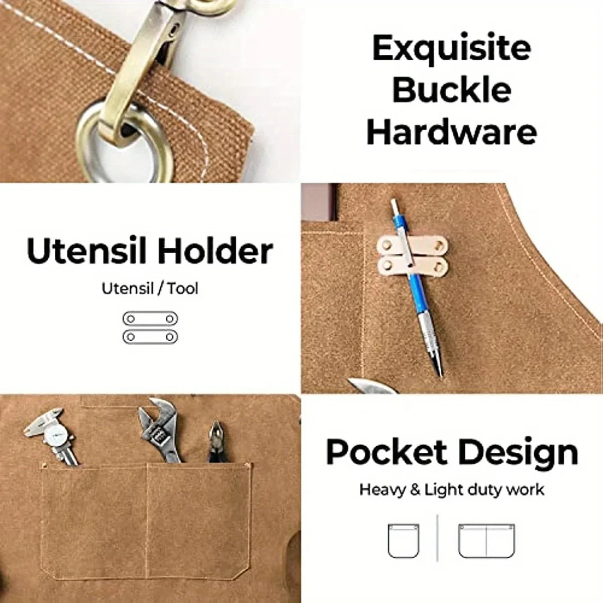 Household Canvas Apron Oil-proof Can Wipe Hands Kitchen CookingMen Women Adult with Tool Pockets Fashion Coffee Over Apron