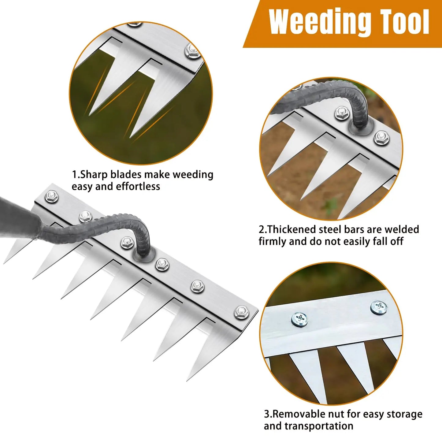 5/6/7/8Teeth Agricultural Rake Soil Loosening Weeding Tool Multifunction Metal Weeding Rake Garden Weeding Rake Gardening Tools