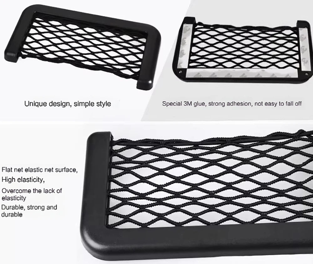 Car Organizer Mesh Storage Bag Net Pocket Mobile Phone Holder Multi Function Car Storage Net for RV Truck SUV Car Accessories