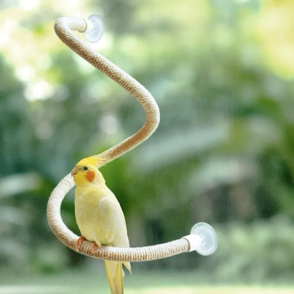 Linen Rope DIY Bendable Perch for Birds Non-slip Comfortable Grip Suction Cup Bird Climbing Rope Stable Durable