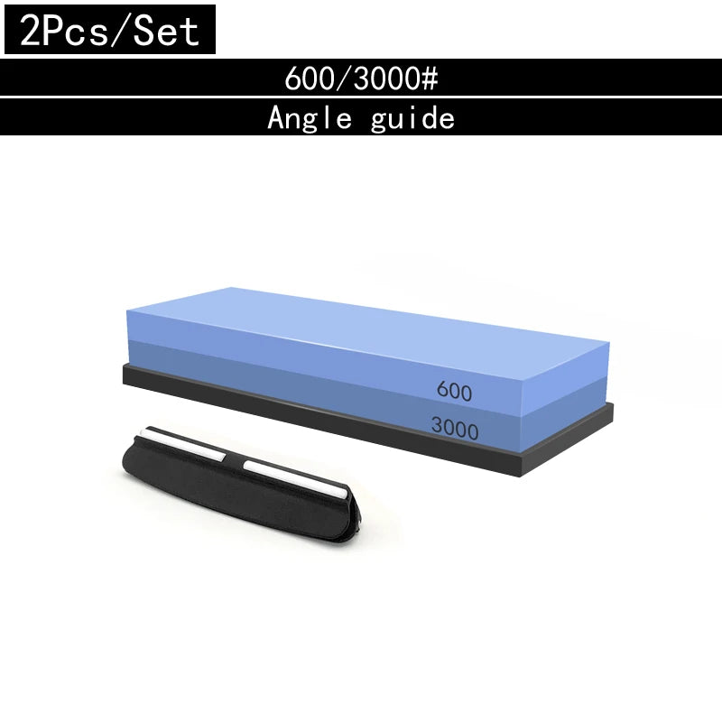 2in1 Professional Sharpening stones Knife sharpener Double-side Whetstone Grinder stone Watster stone Bamboo base Angle guide