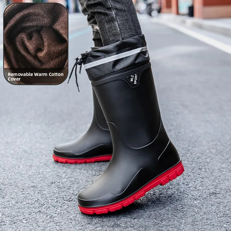 German Style Thickened Long High-Tube Rain Boots Men's Anti-Slip Outdoor Camping Fishing Snake Bite Proof Water Shoes