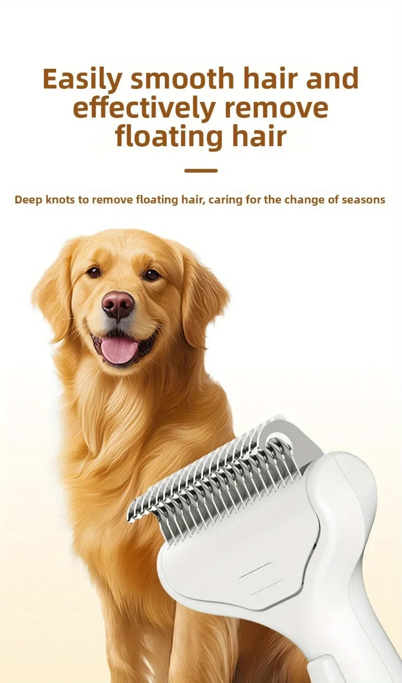 Pet Hair Removal Comb Curved Stainless Steel Teeth for Dogs Cats Detangling Brush for Long Thick Hair Professional Grooming Tool