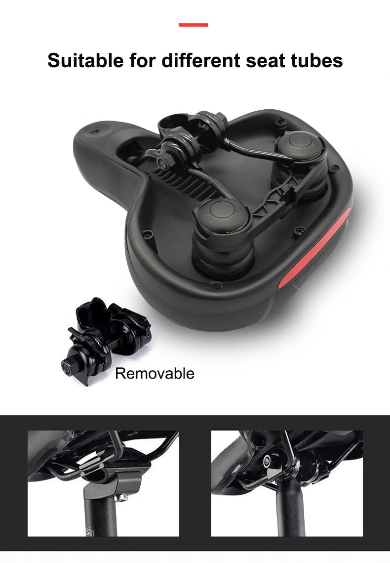 Hollow Breathable Bicycle Saddle Men Women MTB Road Bike Saddle Shock Absorbing Comfortable Big Butt Bike Seat Safety Warning