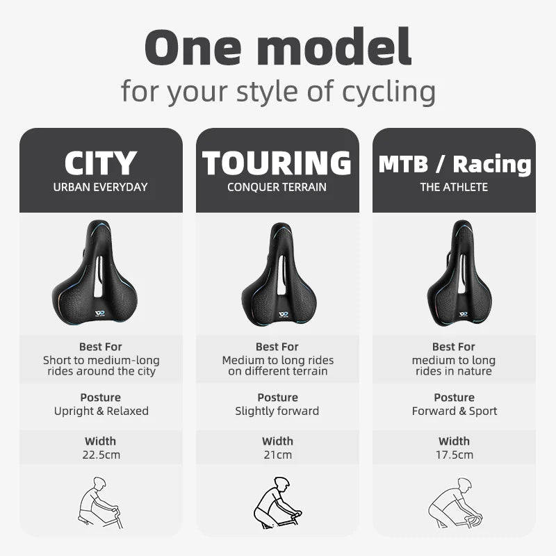 WEST BIKING MTB Bike Bicycle Saddle Rail Hollow Breathable Absorption Rainproof Soft Comfortable Sponge Casual Road Cycling Seat