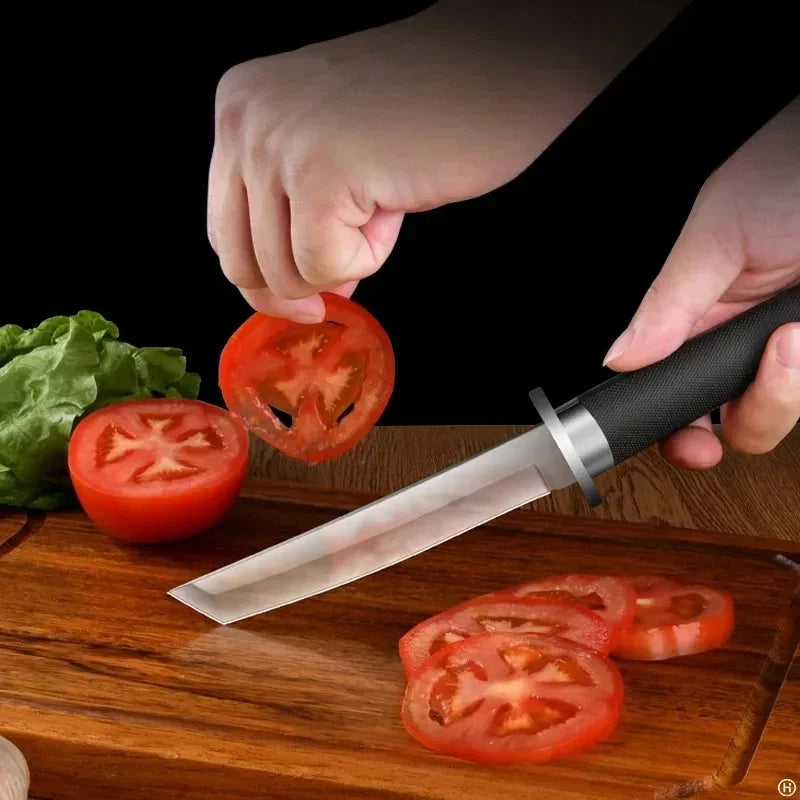 Portable  Straight Knife, Wilderness Survival One-piece Keel Knife, Handle Meat Knife, Sharp Fruit Cutting Knife