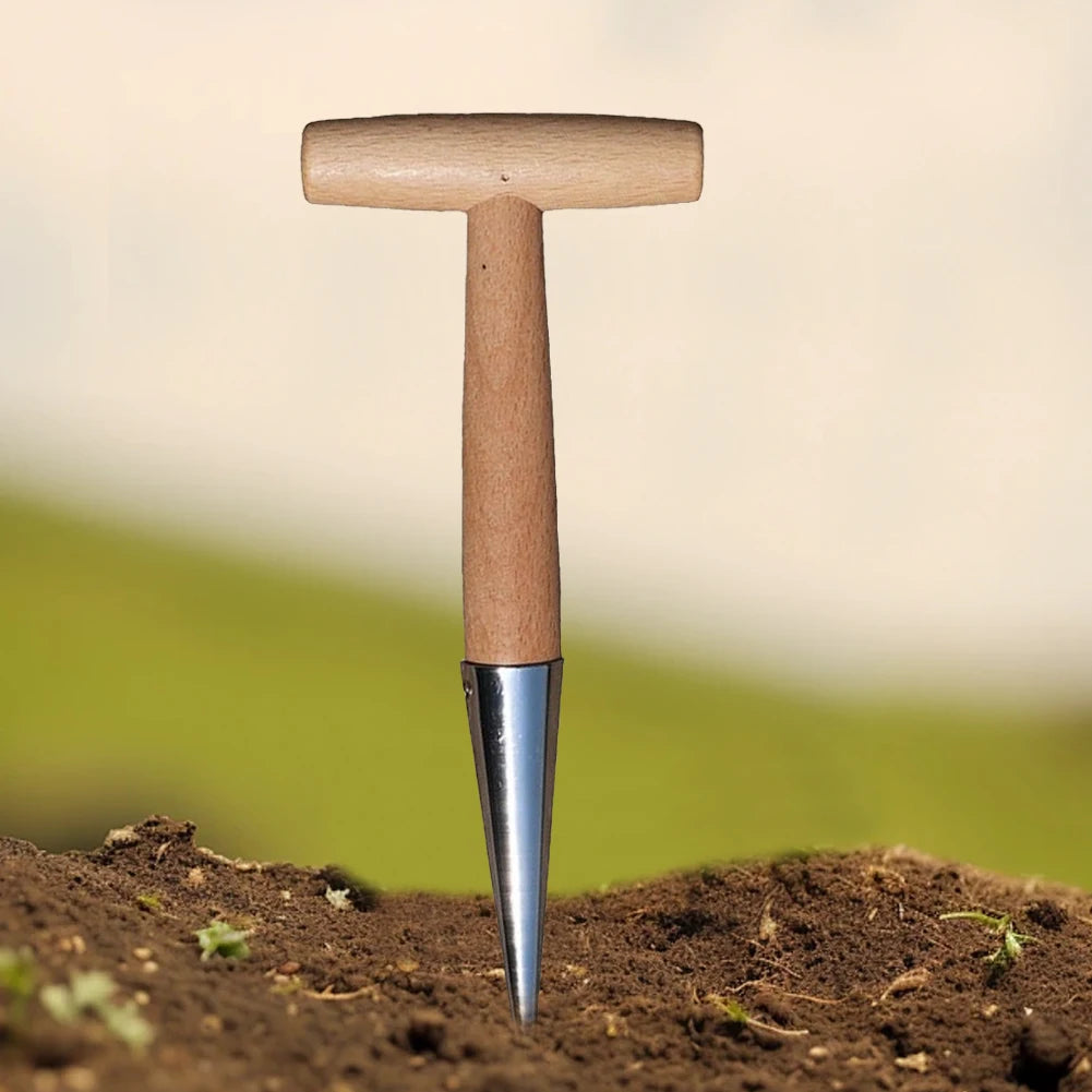 1/2PCS T-Wood Handle Hand Sow Dibbler Sowing Seeds Bulbs Digging Garden Dibber Planter Tool Transplanting Seed Dispenser Garden