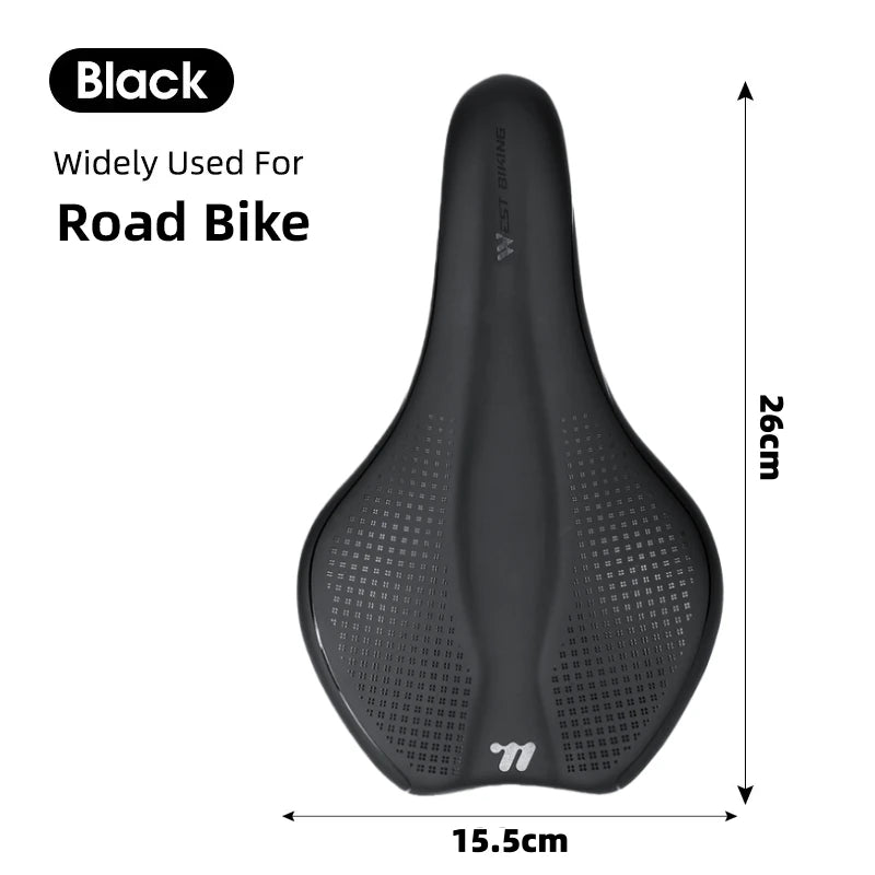 WEST BIKING MTB Bike Bicycle Saddle Rail Hollow Breathable Absorption Rainproof Soft Comfortable Sponge Casual Road Cycling Seat